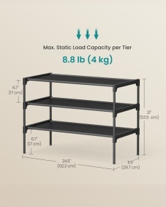 Αρθρωτή παπουτσοθήκη Songmics Μαύρο 62.3x29.7x21 cm - Img 5