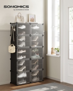 Αρθρωτή παπουτσοθήκη Songmics Μαύρο 82x32x152 cm