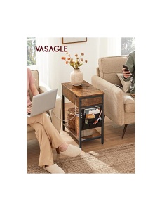 Βοηθητικό τραπεζάκι Vasagle, Rustic Καφέ, με πρίζα, LET311B01, 60x31x60 cm - Img 3