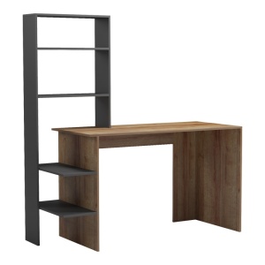 Γραφείο εργασίας με ράφια Bivoro Καφέ 146x55x129 cm