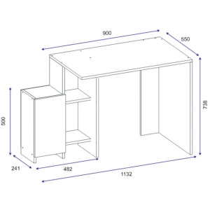Γραφείο Kely Λευκό - Oak 113x55x74 cm - Img 5