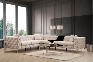 Δεξιός Γωνιακός Καναπές Como Εκρού 310x70x270 cm
