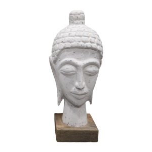 Διακοσμητική προτομή Buddha Wevi λευκό ξύλο μάνγκο 13x10x33 cm
