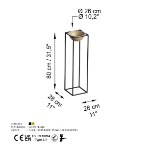 Διακοσμητική Γλάστρα GED020A Χρυσό 28x80x28 cm - Img 6
