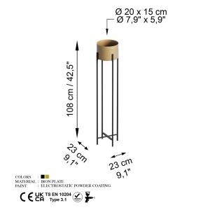Διακοσμητική Γλάστρα GED024A Μαύρο 23x108x23 cm - Img 6
