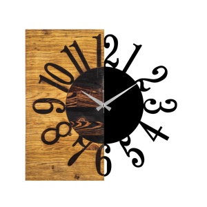 Διακοσμητικό Ξύλινο Ρολόι Τοίχου Wooden Καρυδί 58x3x58 cm - Img 4