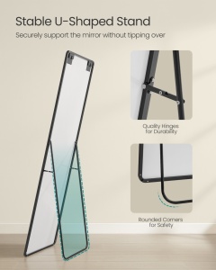 Επιδαπέδιος καθρέφτης Μαύρο Songmics 160x50x1.3 cm - Img 4