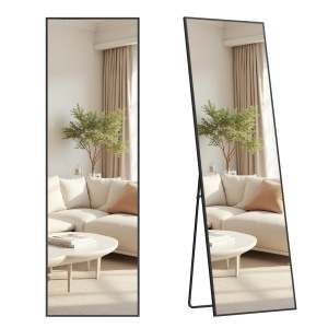 Επιδαπέδιος καθρέφτης με βάση Berit, Μαύρος, 160x50x1.3 cm