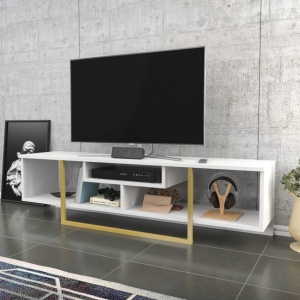 Έπιπλο TV Asal 150 - Λευκό, Gold - Img 3