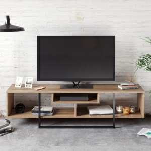 Έπιπλο TV Asal (150) - Walnut, Μαύρο - Img 2