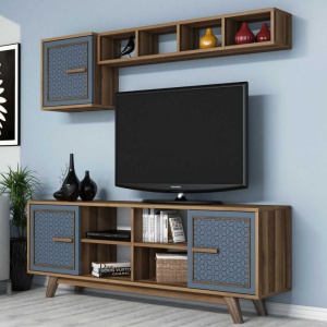 Έπιπλο TV Ayla-Walnut, Blue - Img 3