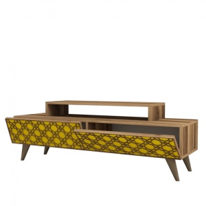 Έπιπλο TV City-Walnut, Yellow - Img 3