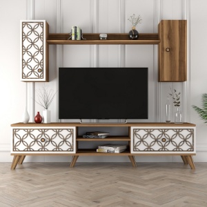 Έπιπλο TV Class S-Walnut, Λευκό - Img 4