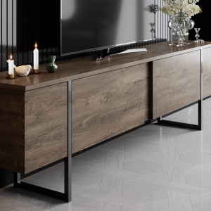 Έπιπλο TV Luxe Καρυδί 180x30x50 cm - Img 3