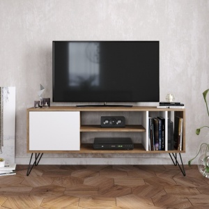 Έπιπλο TV Mistico Walnut-Μαύρο-Λευκό - Img 2