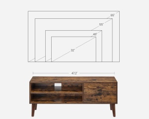 Έπιπλο TV, Vasagle, Καφέ, 120x40x49 cm - Img 5