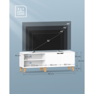 Έπιπλο TV Vasagle Λευκό 140x40x45 cm - Img 4