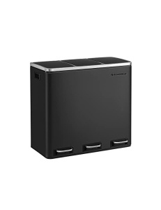 Κάδος ανακύκλωσης, Songmics, 3 διαμερίσματα, 3 x 18 L, LTB54BK, Μαύρο