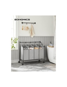 Καλάθι διαλογής απλύτων, Songmics, 4 x 35 L, LSF005, Γκρι - Img 2