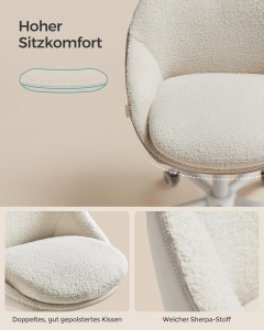 Καρέκλα γραφείου boucle Cappuccino Songmics 56x60x93.3 cm - Img 6