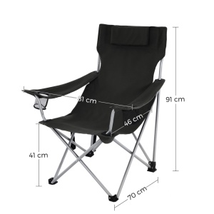 Καρέκλα camping Songmics Μαύρο 81x70x91 cm - Img 6