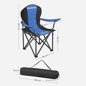 Καρέκλα camping, Songmics, Μπλε-Γκρι, 92x57x104 cm - Img 6
