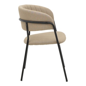 Καρέκλα Morel material μπεζ πόδια μέταλλο μαύρο 55x55x76 cm - Img 3