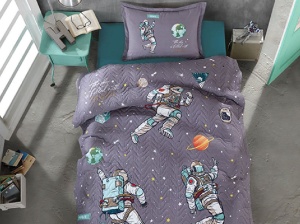 Κλινοσκεπάσματα si Κουβερλί Μονό, pentru copii, Space Antracit (Βαμβάκι 100%)