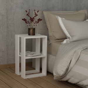 Κομοδίνο Lonie Λευκό 30x55x30 cm