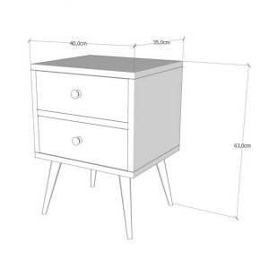 Κομοδίνο PWF-0320 Γκρι-Walnut 40x35x55 cm - Img 4