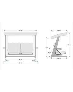 Κούνια Κήπου 3 Θέσεων Viva 2400, Ανθρακί, 237x100x175 cm - Img 9