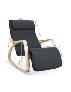 Κουνιστή Πολυθρόνα, Songmics, Γκρι, LYY10G, 150 Kg, 67 x 115 x 91 cm - Img 4