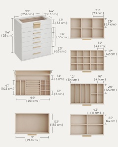 Κουτί Κοσμημάτων Songmics Λευκό 25.1x16.3x29 cm - Img 5