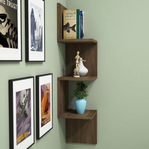 Κρεμαστό γωνιακό ράφι Insta Walnut 25x25x105.5 cm - Img 2