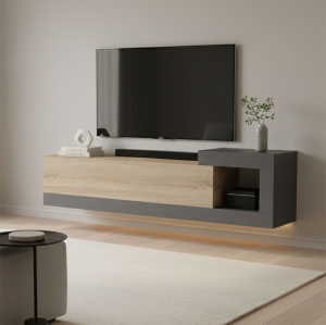 Κρεμαστό Έπιπλο TV, Flato, Ανθρακί, 150x29.5x38.5 cm