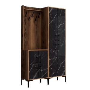 Κρεμάστρα Εισόδου Berlin BA - Walnut, Μαύρο Marble - Img 5