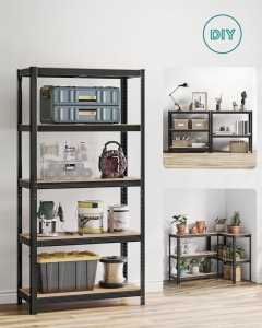 Μεταλλική ραφιέρα Μαύρο Songmics 90x40x180 cm - Img 2