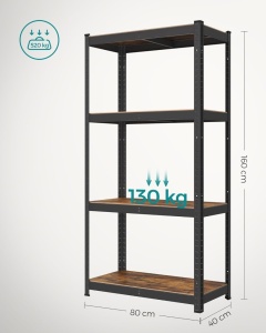 Μεταλλική ραφιέρα, Songmics, Μαύρο, 520 kg 40 x 80 x 160 cm - Img 9