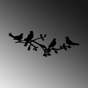 Μεταλλικός πίνακας Birds Μαύρο 70x26 cm - Img 4