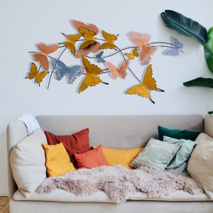 Μεταλλικός πίνακας Butterflies Πολύχρωμος 105x8x57 cm - Img 3