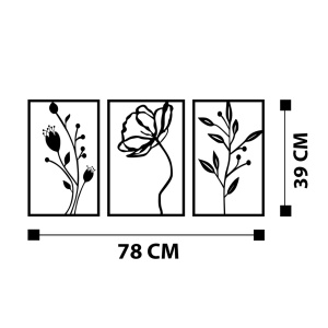 Μεταλλικός πίνακας Flowers Μαύρο 70x39 cm - Img 7