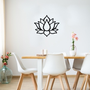 Μεταλλικός πίνακας Lotus Μαύρο 50x43 cm - Img 2