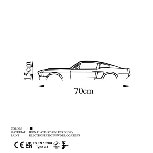 Μεταλλικό Διακοσμητικό Τοίχου Model-610, Μαύρο, 70x15 cm - Img 6