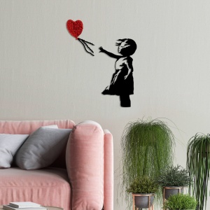 Μεταλλικός πίνακας Banksy Κόκκινο 105x85 cm