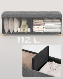 Μπαούλο Αποθήκευσης Γκρι Songmics 38 x 110 x 40 cm - Img 2