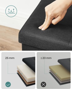 Μπαούλο Αποθήκευσης Μαύρο Songmics 38 x 110 x 38 cm - Img 6