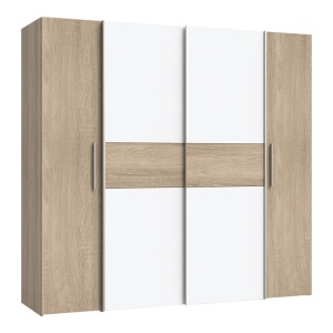 Ντουλάπα Closet 4 Πόρτες sonoma Δρυς Λευκό μελαμίνη 200x61.5x190.5 cm