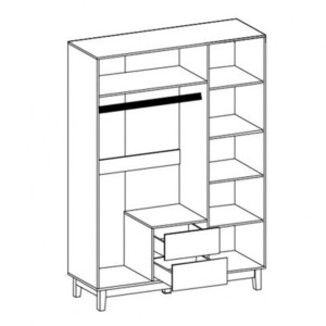 Ντουλάπα Awell 3 Πόρτες σε χρώμα Sonoma-Λευκό 153.5x54.5x216 cm - Img 4