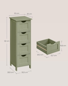 Ντουλάπι Μπάνιου με Συρτάρια Songmics Πράσινο 30x30x82 cm - Img 3