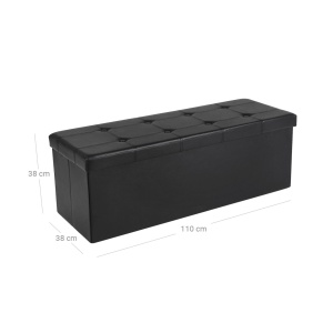 Οθωμανικό Παγκάκι Αποθήκευσης Songmics, Μαύρο, 110x38x38 cm - Img 6